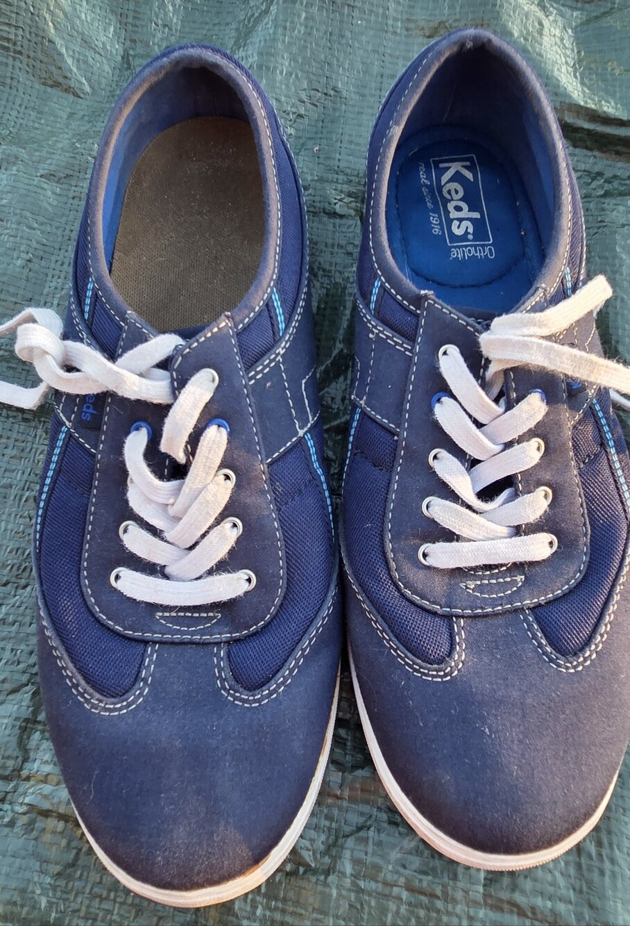 Keds Navy Canvas Lace-Up Sneakers with White Laces